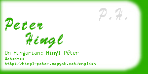 peter hingl business card