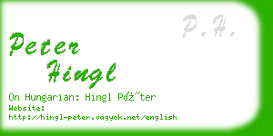 peter hingl business card